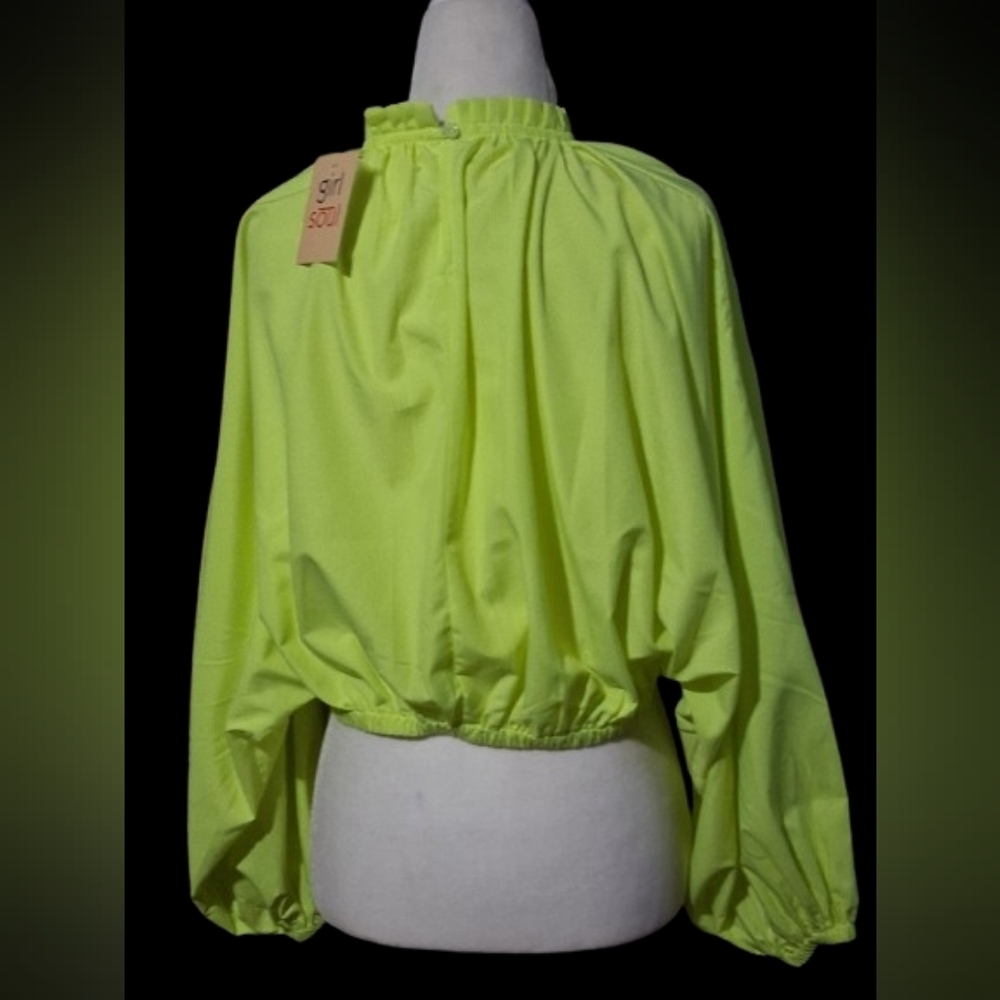 New "NWT" Girl Soul Neon Bright Yellow Long Sleeve Top, Size L - Picture 5 of 10